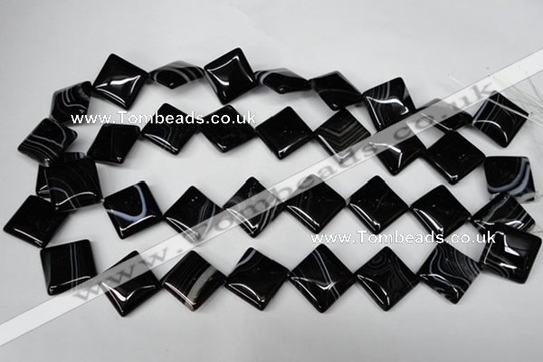 CAG3045 15.5 inches 18*18mm diamond black line agate beads