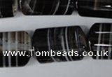 CAG3048 15.5 inches 16*25mm flat tube black line agate beads