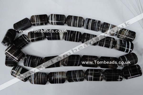 CAG3048 15.5 inches 16*25mm flat tube black line agate beads