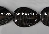 CAG3060 15.5 inches 22*30mm flat teardrop black line agate beads