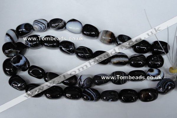 CAG3065 15.5 inches 15*20mm nuggets black line agate beads