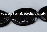 CAG3085 15.5 inches 20*30mm faceted oval black line agate beads