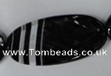 CAG3086 15.5 inches 25*50mm faceted oval black line agate beads