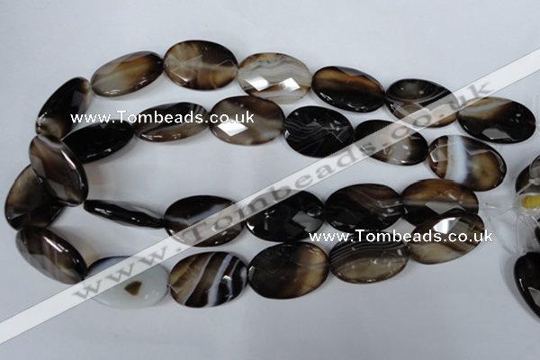 CAG3090 15.5 inches 20*30mm faceted oval black line agate beads