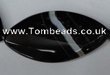 CAG3095 15.5 inches 25*50mm faceted & twisted oval black line agate beads