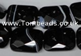 CAG3103 15.5 inches 15*20mm faceted rectangle black line agate beads