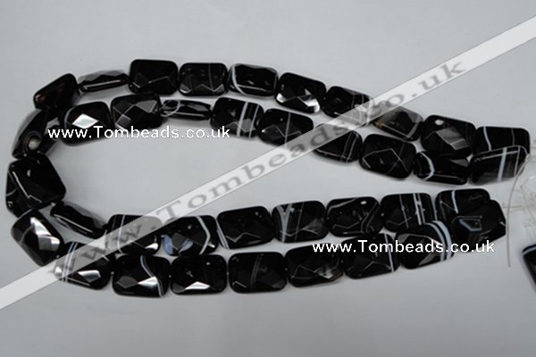 CAG3103 15.5 inches 15*20mm faceted rectangle black line agate beads