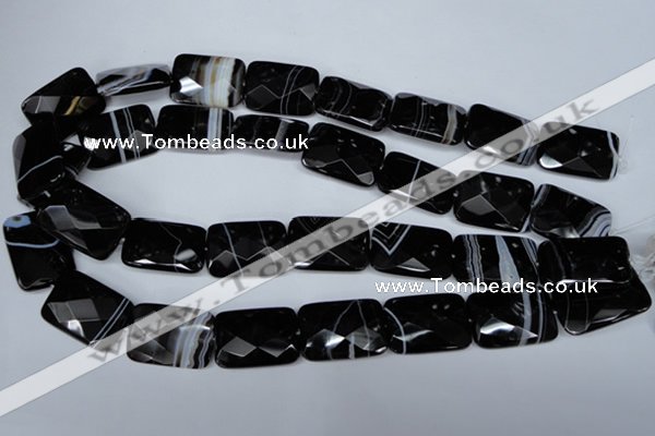 CAG3104 15.5 inches 18*25mm faceted rectangle black line agate beads