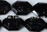 CAG3108 15.5 inches 18*25mm octagonal black line agate beads
