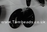 CAG3109 Top-drilled 18*25mm faceted flat teardrop black line agate beads