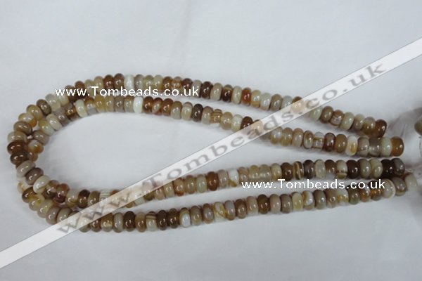 CAG3120 15.5 inches 6*10mm rondelle brown line agate beads