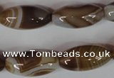 CAG3126 15.5 inches 12*25mm rice brown line agate beads