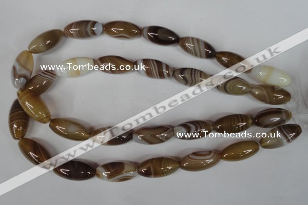 CAG3126 15.5 inches 12*25mm rice brown line agate beads