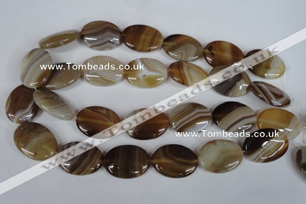 CAG3132 15.5 inches 12*16mm oval brown line agate beads