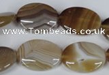 CAG3133 15.5 inches 13*18mm oval brown line agate beads