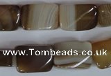 CAG3145 15.5 inches 13*18mm twisted rectangle brown line agate beads