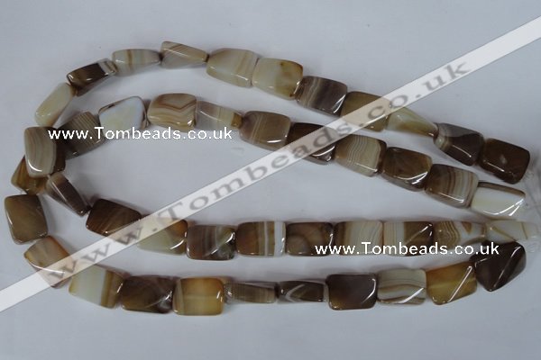 CAG3145 15.5 inches 13*18mm twisted rectangle brown line agate beads