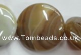 CAG3175 15.5 inches 30mm flat round brown line agate beads