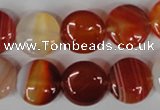 CAG3183 15.5 inches 14mm flat round red line agate beads