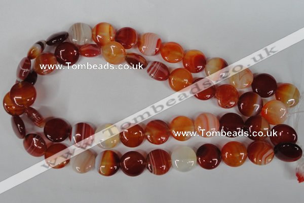 CAG3183 15.5 inches 14mm flat round red line agate beads