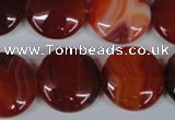 CAG3186 15.5 inches 20mm flat round red line agate beads