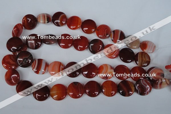 CAG3186 15.5 inches 20mm flat round red line agate beads