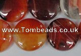 CAG3187 15.5 inches 22mm flat round red line agate beads