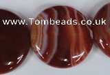 CAG3188 15.5 inches 30mm flat round red line agate beads