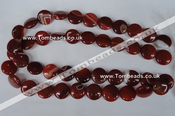 CAG3189 15.5 inches 18mm flat round red line agate beads