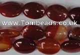 CAG3192 15.5 inches 10*14mm oval red line agate beads