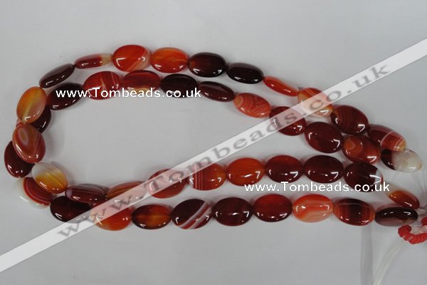CAG3194 15.5 inches 13*18mm oval red line agate beads