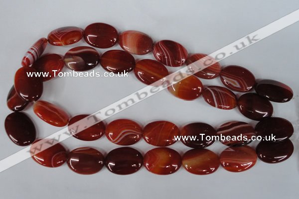 CAG3196 15.5 inches 18*25mm oval red line agate beads