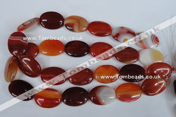 CAG3197 15.5 inches 22*30mm oval red line agate beads