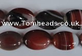 CAG3203 15.5 inches 13*18mm oval red line agate beads