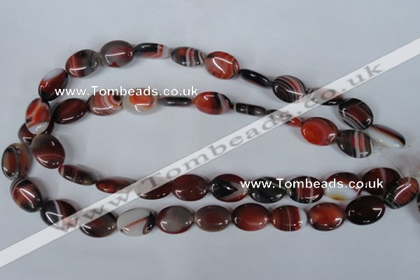 CAG3203 15.5 inches 13*18mm oval red line agate beads