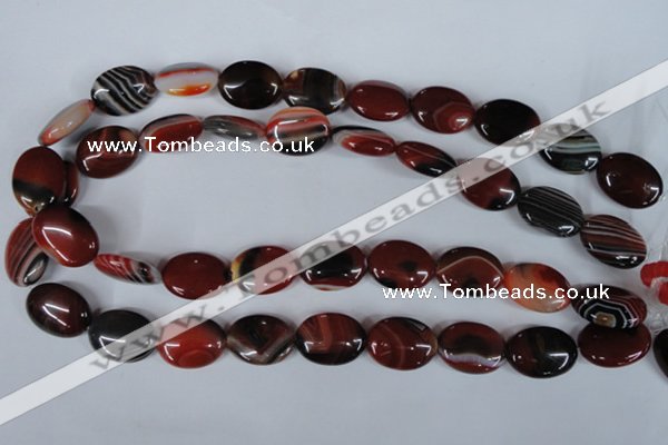 CAG3204 15.5 inches 15*20mm oval red line agate beads