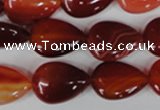 CAG3213 15.5 inches 13*18mm flat teardrop red line agate beads