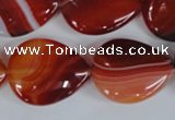 CAG3216 15.5 inches 20*25mm flat teardrop red line agate beads