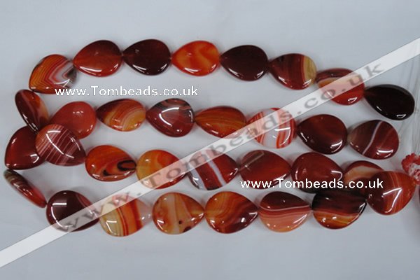 CAG3216 15.5 inches 20*25mm flat teardrop red line agate beads