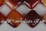 CAG3234 15.5 inches 16*16mm diamond red line agate beads