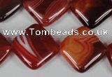 CAG3235 15.5 inches 18*18mm diamond red line agate beads