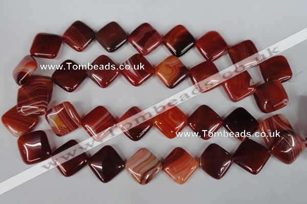 CAG3235 15.5 inches 18*18mm diamond red line agate beads