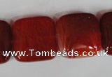 CAG3245 15.5 inches 20*20mm square red line agate beads