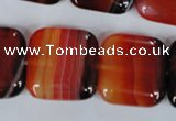 CAG3250 15.5 inches 22*22mm square red line agate beads