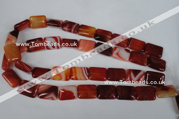 CAG3255 15.5 inches 15*20mm rectangle red line agate beads