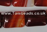 CAG3256 15.5 inches 18*25mm rectangle red line agate beads