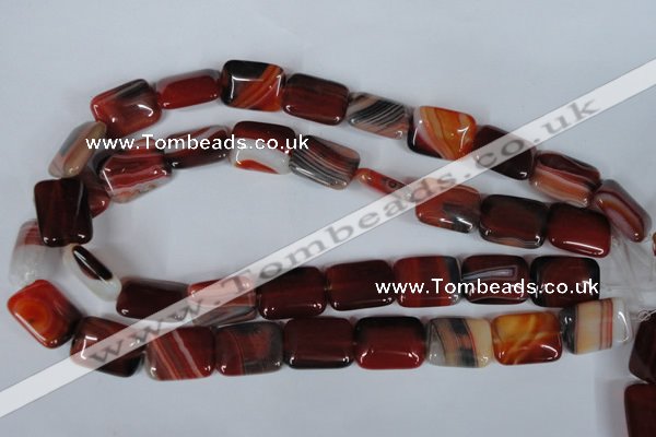 CAG3264 15.5 inches 15*20mm rectangle red line agate beads