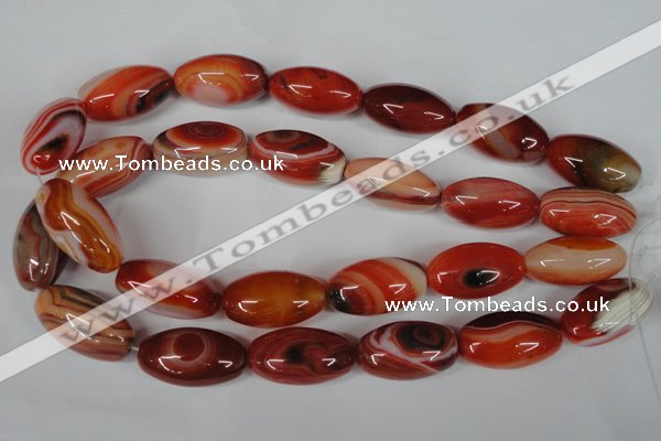 CAG3274 15.5 inches 16*30mm rice red line agate beads