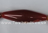 CAG3278 15.5 inches 20*60mm rice red line agate beads