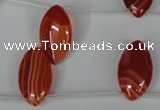 CAG3283 Top-drilled 12*20mm marquise red line agate beads